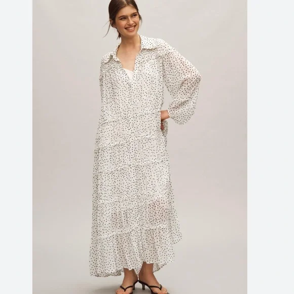 💫HP💫ANTHROPOLOGIE Tiered Chiffon Dress - Picture 4 of 12